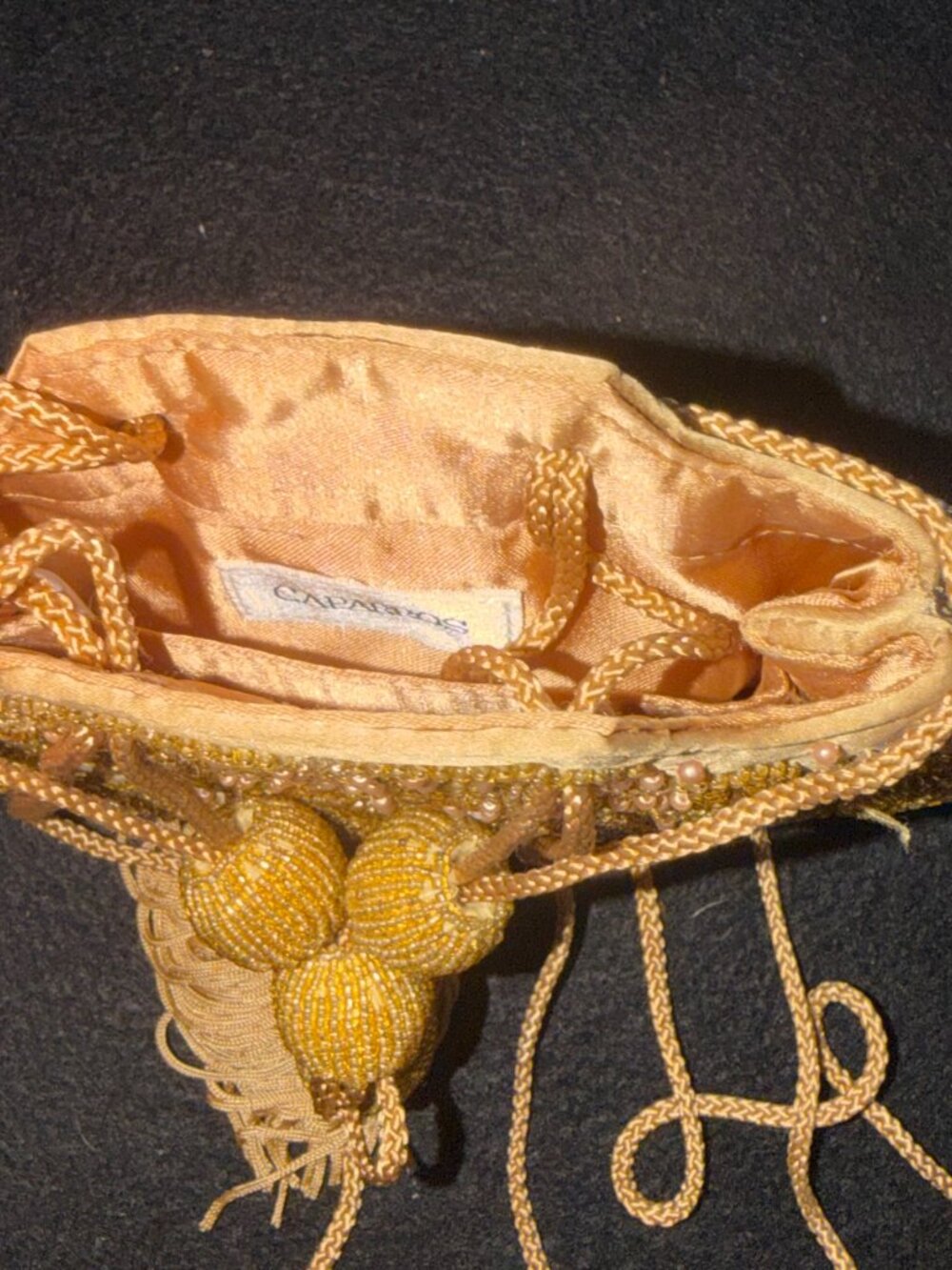 Traditional Indian Golden Satin Beaded Evening Bag/Purse - Picture 5 of 8